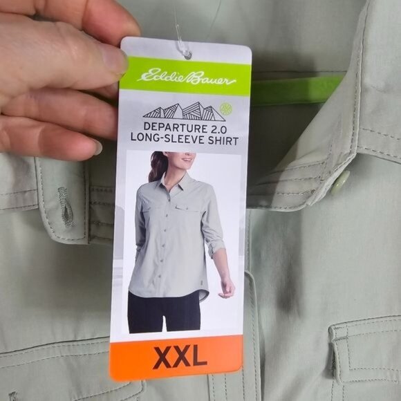 Eddie Bauer Departure 2.0 Long Sleeve Button Up Shirt XXL Stretchy Pastel Hiking - Picture 9 of 11